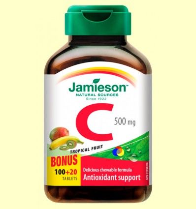 Vitamina C 500 mg Masticable Sabor Tropical - Jamieson - 120 comprimidos 