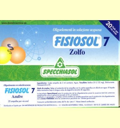 Fisiosol 7 Azufre (Zolfo) - Specchiasol - 20 ampollas