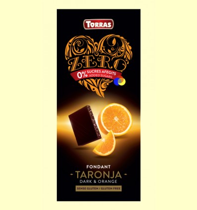 Chocolate Negro Zero Fondant Naranja - Torras - 125 gramos