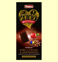 Chocolate Negro con Nibs de Cacao y Arándanos Zero - Torras - 125 gramos
