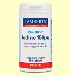 Iodine 150 mcg - Yodo Yoduro de Potasio - Lamberts - 180 tabletas