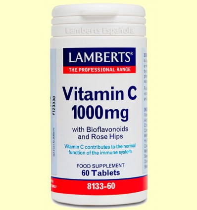 Vitamina C 1000 mg Con Bioflavonoides y Escaramujo - Lamberts - 60 tabletas
