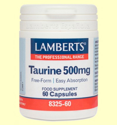 Taurina 500 mg - Lamberts - 60 cápsulas