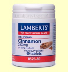 Cinnamon 2500 mg - Canela - Lamberts - 60 tabletas 