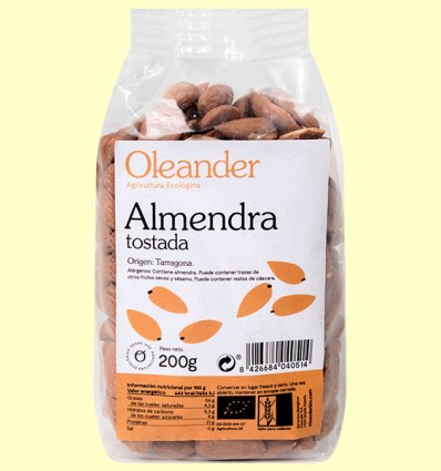 Almendra Tostada con Piel Bio - Oleander - 200 gramos