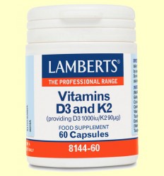 Vitamina D3 1000 UI y Vitamina K2 90 mcg - Lamberts - 60 cápsulas 