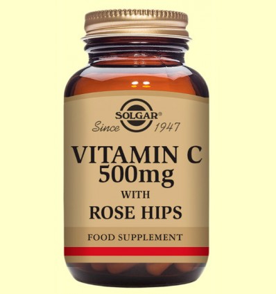 Rose Hips C 500 mg - Vitamina C con Escaramujo - Solgar - 100 comprimidos 