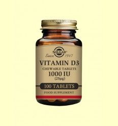 Vitamina D3 1000IU 25µg Masticable - Solgar - 100 comprimidos