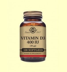 Vitamina D3 400 UI - Solgar - 100 cápsulas blandas