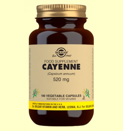 Cayena 520 mg - Solgar - 100 cápsulas vegetales