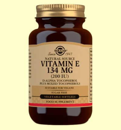Vitamina E 134mg 200UI - Solgar - 100 cápsulas blandas vegetales