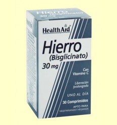 Hierro Bisglicinato 30 mg - Con Vitamina C - Health Aid - 90 comprimidos