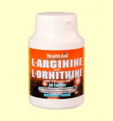 L-Arginina 600 mg / L-Ornitina 300 mg con Vitamina B6 - Health Aid - 60 comprimidos