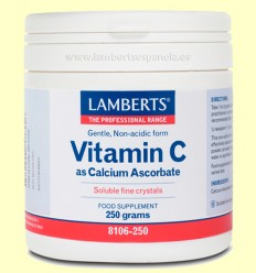 Vitamina C como Ascorbato de Calcio - Lamberts - 250 gramos