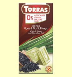 Chocolate Blanco con Algas y Flor de Sal Negra sin Azúcar - Torras - 75 gramos