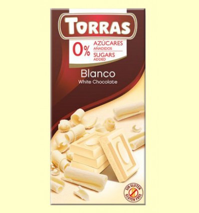 Chocolate Blanco sin Azúcar - Torras - 75 gramos