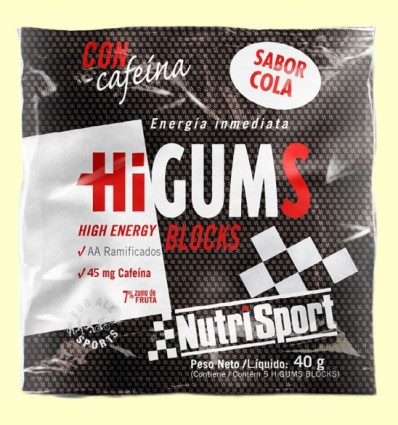 HiGUMS Cola - Hidratos de carbono - NutriSport - 40 gramos