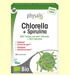 Chlorella + Spirulina Bio - Physalis - 200 comprimidos