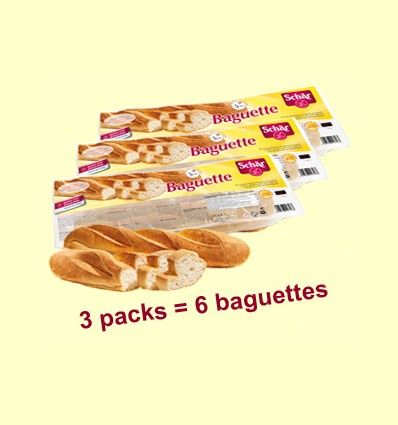 Baguette - Barra de pan sin gluten - Schar - Pack de 3 unidades - 6 baguettes