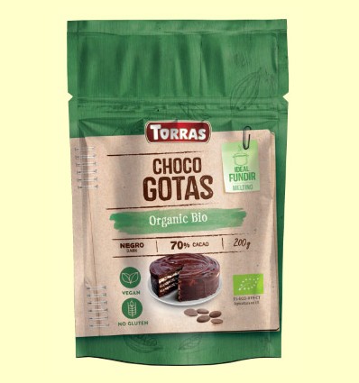 Choco Gotas 70% Cacao Bio - Torras - 200 gramos