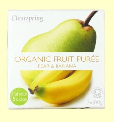 Puré de Frutas Orgánicas - Pera y Plátano - Clearspring - 2 x 100 gramos