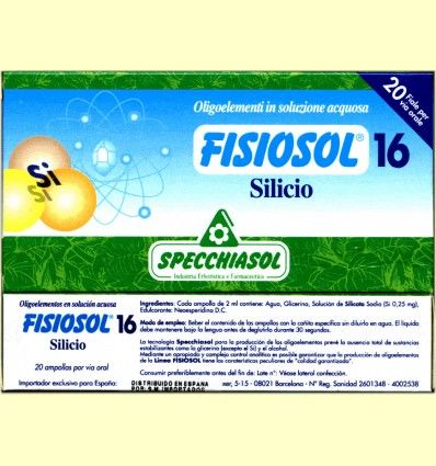 Fisiosol 16 Silicio - Specchiasol - 20 ampollas