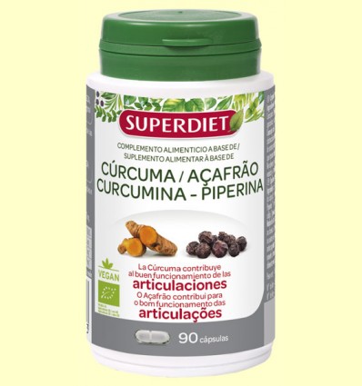 Cúrcuma Curcumina Piperina - Super Diet - 90 cápsulas 