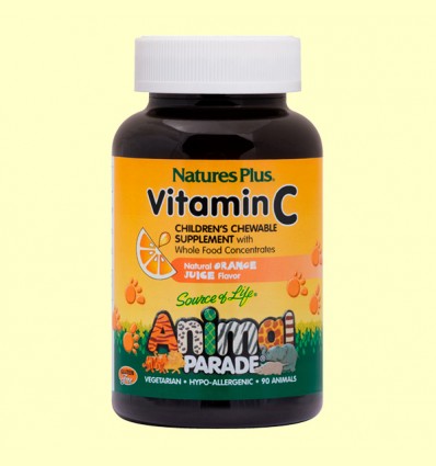 Vitamina C Masticable para Niños Animal Parade - Natures Plus - 90 comprimidos