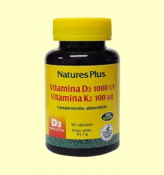 Vitamina D3 Vitamina K2 - Natures Plus - 90 cápsulas