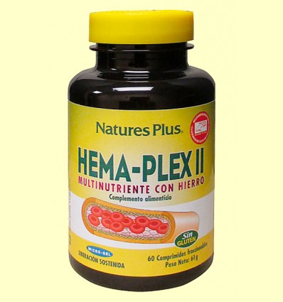 Hema-Plex II - Complejo de hierro - Natures Plus - 60 comprimidos