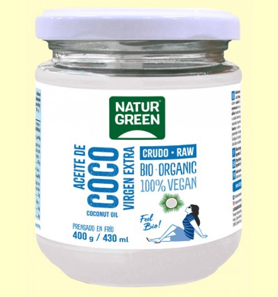 Aceite de Coco Virgen Extra Crudo Bio - NaturGreen - 430 ml