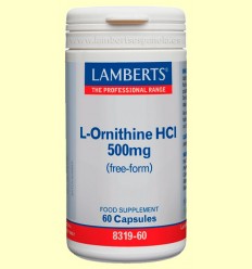 Ornitina 500 mg - Lamberts - 60 cápsulas