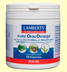 Orac Omega Puro - Aceite de Pescado Concentrado - Lamberts - 120 cápsulas 