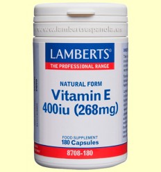 Vitamina E Natural 400 UI - Lamberts - 180 cápsulas