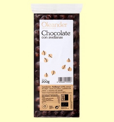 Chocolate con Avellanas Bio - Oleander - 200 gramos