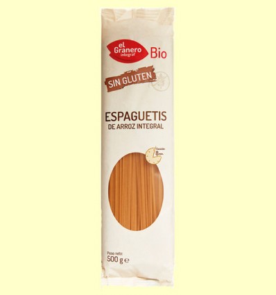 Espaguetis de Arroz Integral sin Gluten Bio - El Granero - 500 gramos