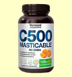 C 500 Masticable sabor naranja - Vermont Supplements - 120 comrpimidos