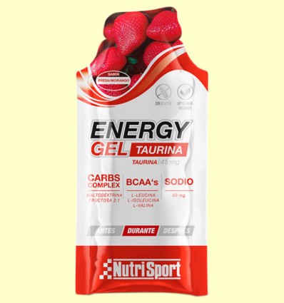 Gel Sport con Taurina Sabor Fresa - NutriSport - 35 gramos