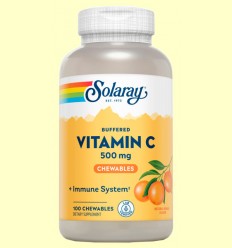 Vitamina C Masticable 500 mg - Sabor Naranja - Solaray - 100 comprimidos 