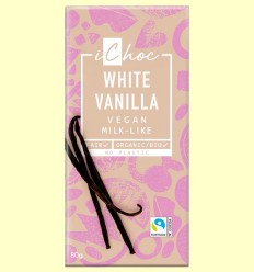 White Vanilla - Chocolate Vegano Blanco con Vainilla Bourbon Bio - iChoc - 80 gramos