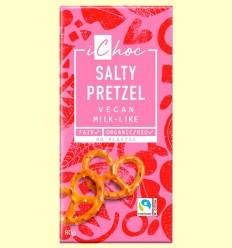 Salty Pretzel - Chocolate Vegano con trozos de Pretzel Bio - iChoc - 80 gramos