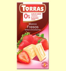 Chocolate Blanco con Fresas sin Azúcar - Torras - 75 gramos